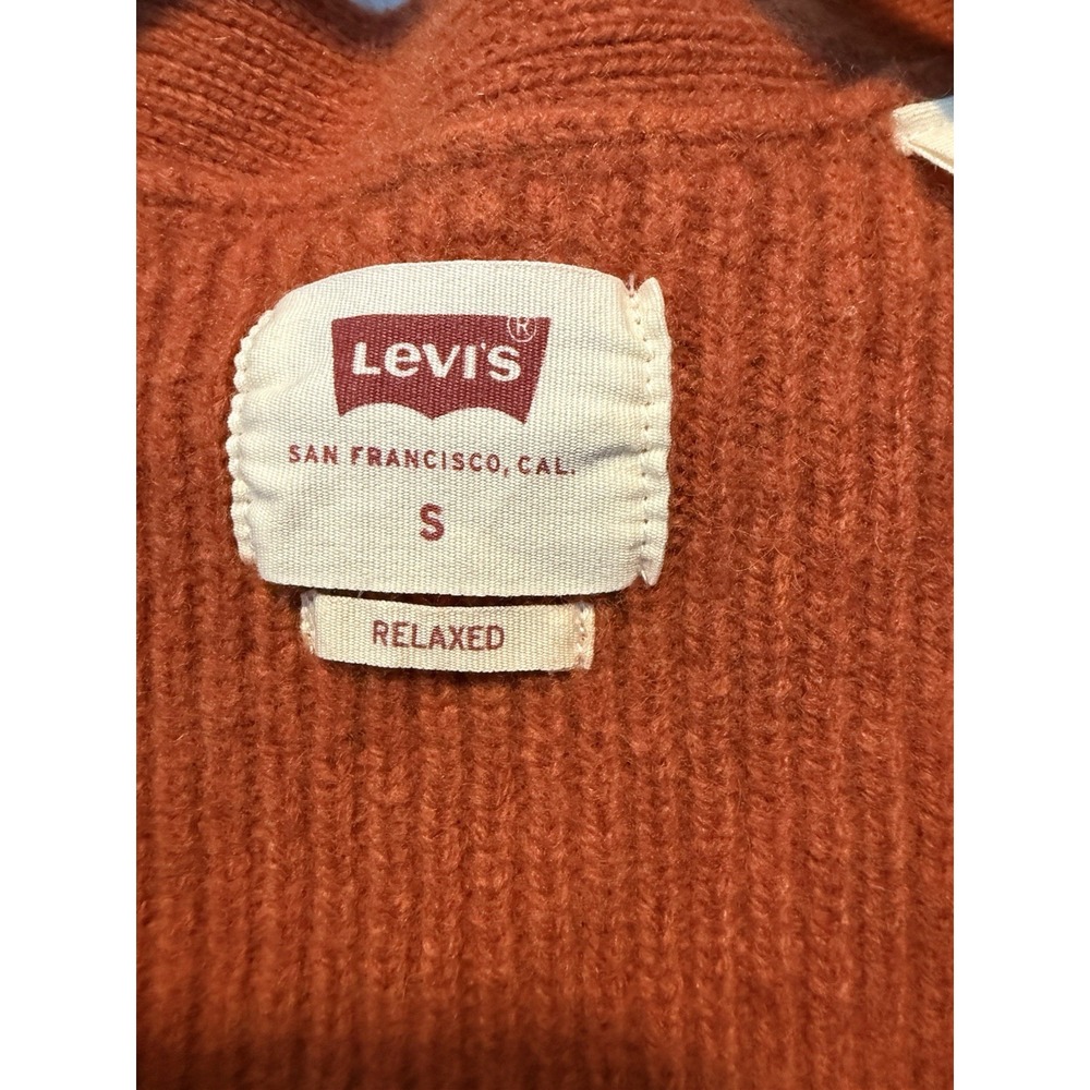 Levi's Rincon Button Down Sweater Vest Mens Small Orange Wool Blend A4325-0001 - Picture 2 of 10